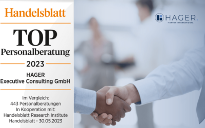 The best personnel consultants in Germany 2023 - Handelsblatt awards HAGER Executive Consulting