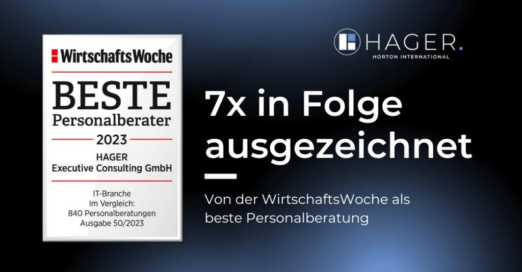WirtschaftsWoche HR consultant ranking 2023: HAGER Executive Consulting honored for the seventh time in a row