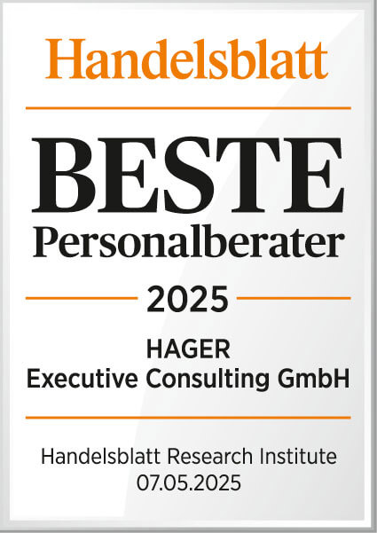 HB_Beste_Personalberater2025_HAGER_Executive_Consulting_GmbH Handelsblatt Siegel 2025