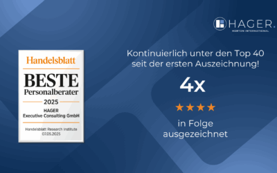 HAGER Executive Consulting erneut unter den Handelsblatt TOP 40 der besten Personalberater Deutschlands 2025